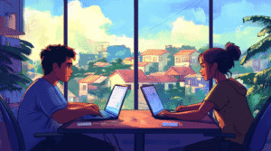 Filipino virtual workers, generated with Midjourney
