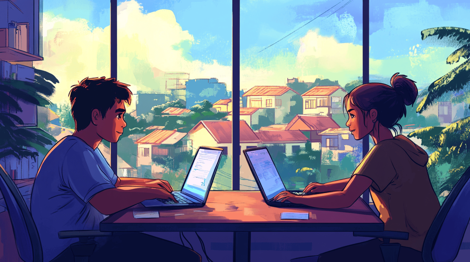 Filipino virtual workers, generated with Midjourney
