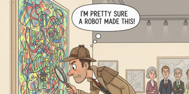 A detective catching a machine-generated painting, generated by Gemini