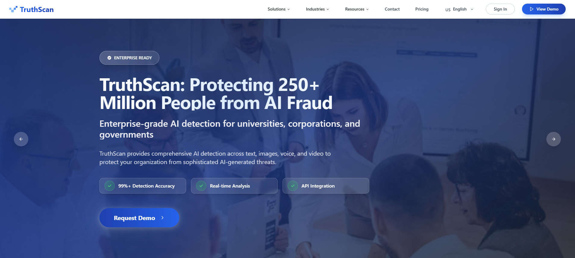 TruthScan landing page