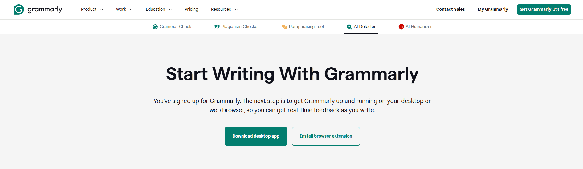 Grammarly landing page
