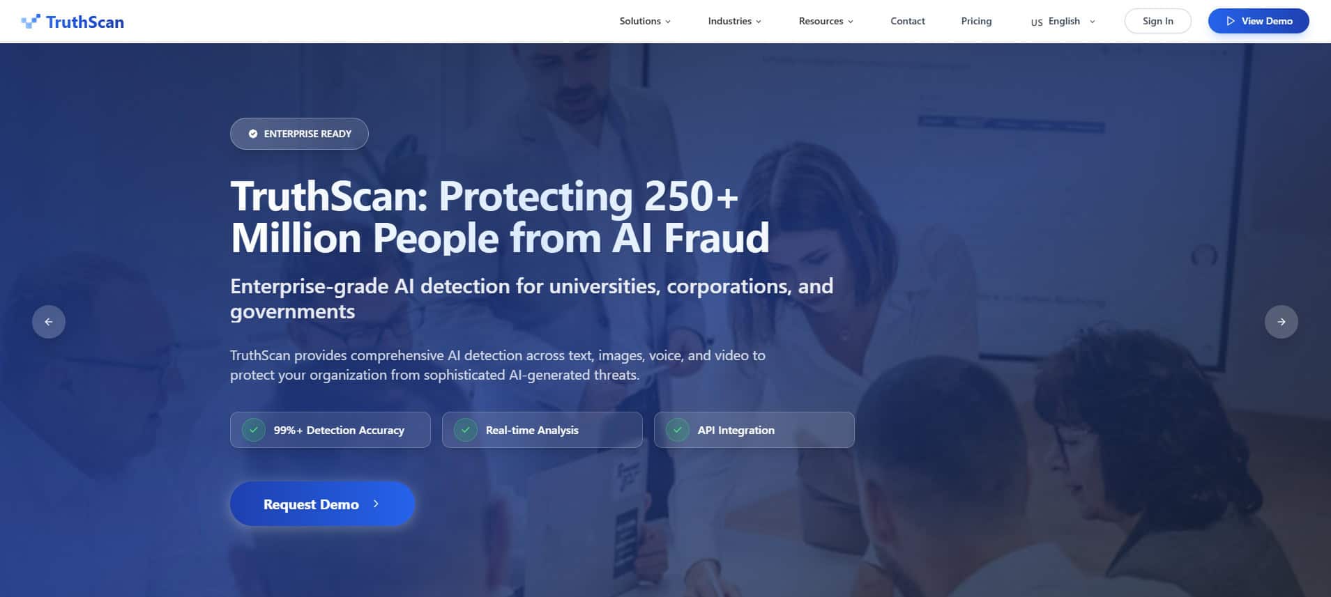 TruthScan landing page