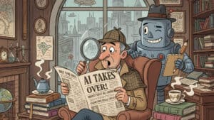 Detective in the AI uprising, generated with ChatGPT