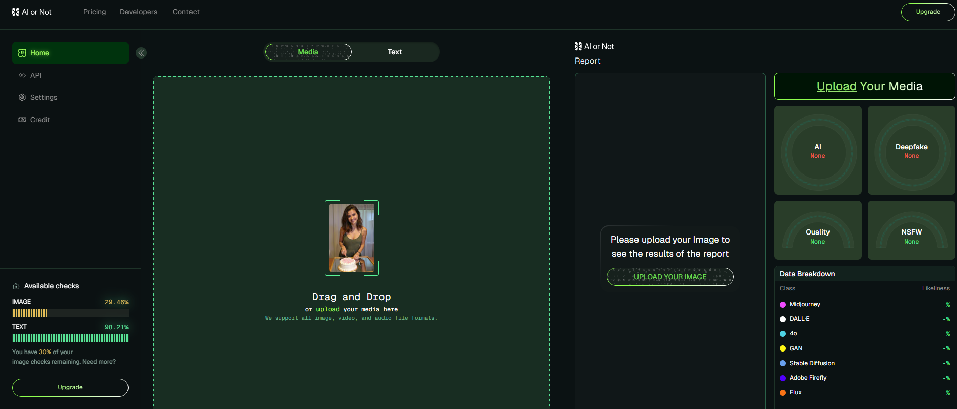 AI or Not (Optic) Landing Page