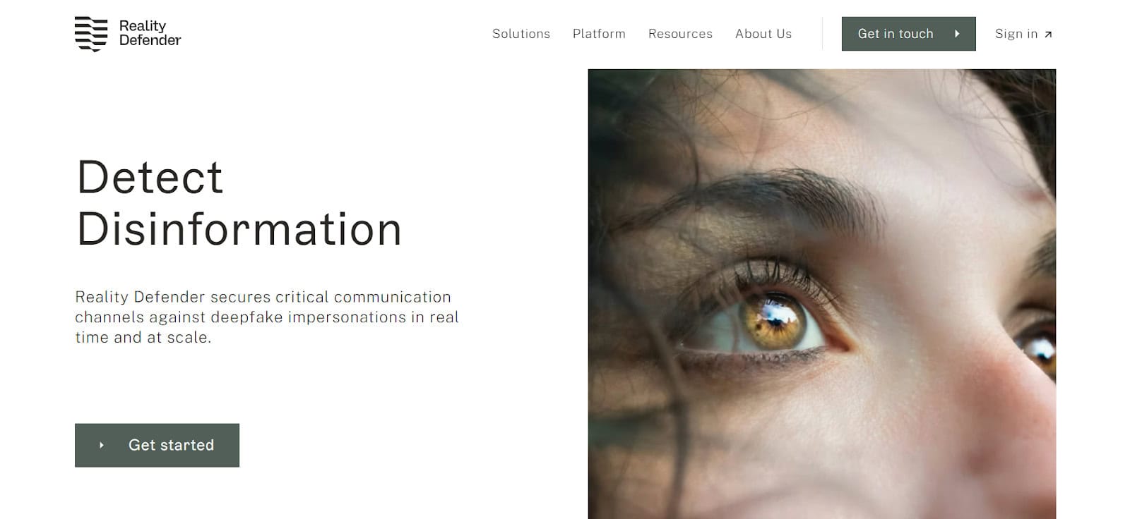 Reality Defender Landing Page