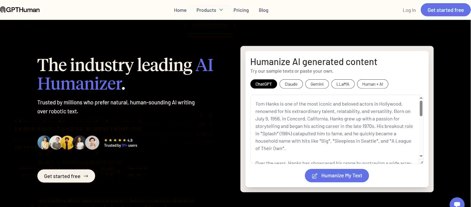 GPTHuman Landing Page