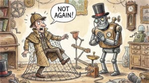 A detective getting fooled by an AI, generated with Gemini