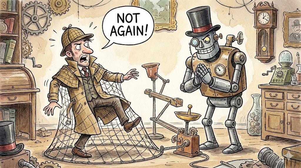 A detective getting fooled by an AI, generated with Gemini
