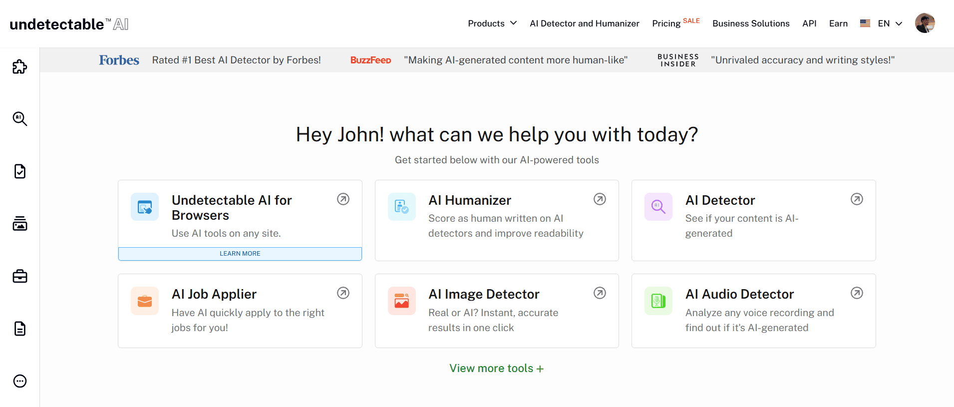 Undetectable AI Landing Page
