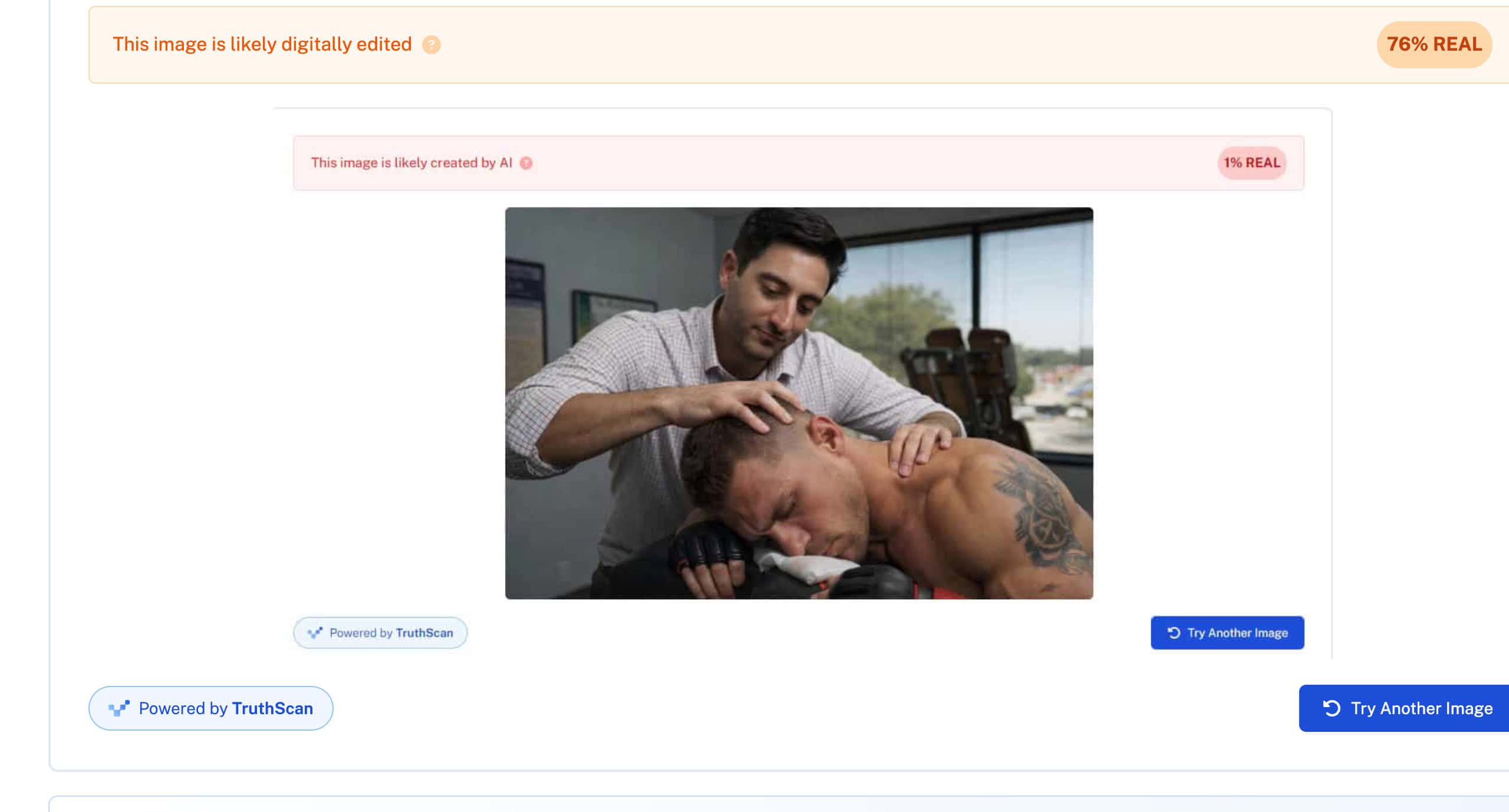 Undetectable AI image detector result card showing a confidence score after an image upload