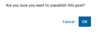 unpublish post confirmation dialogue wordpress