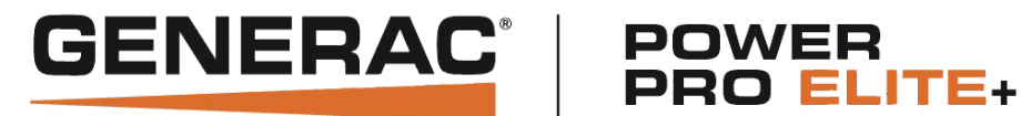 Logo featuring "Generac Power Pro Elite" with a stylized orange underline below "Generac.
