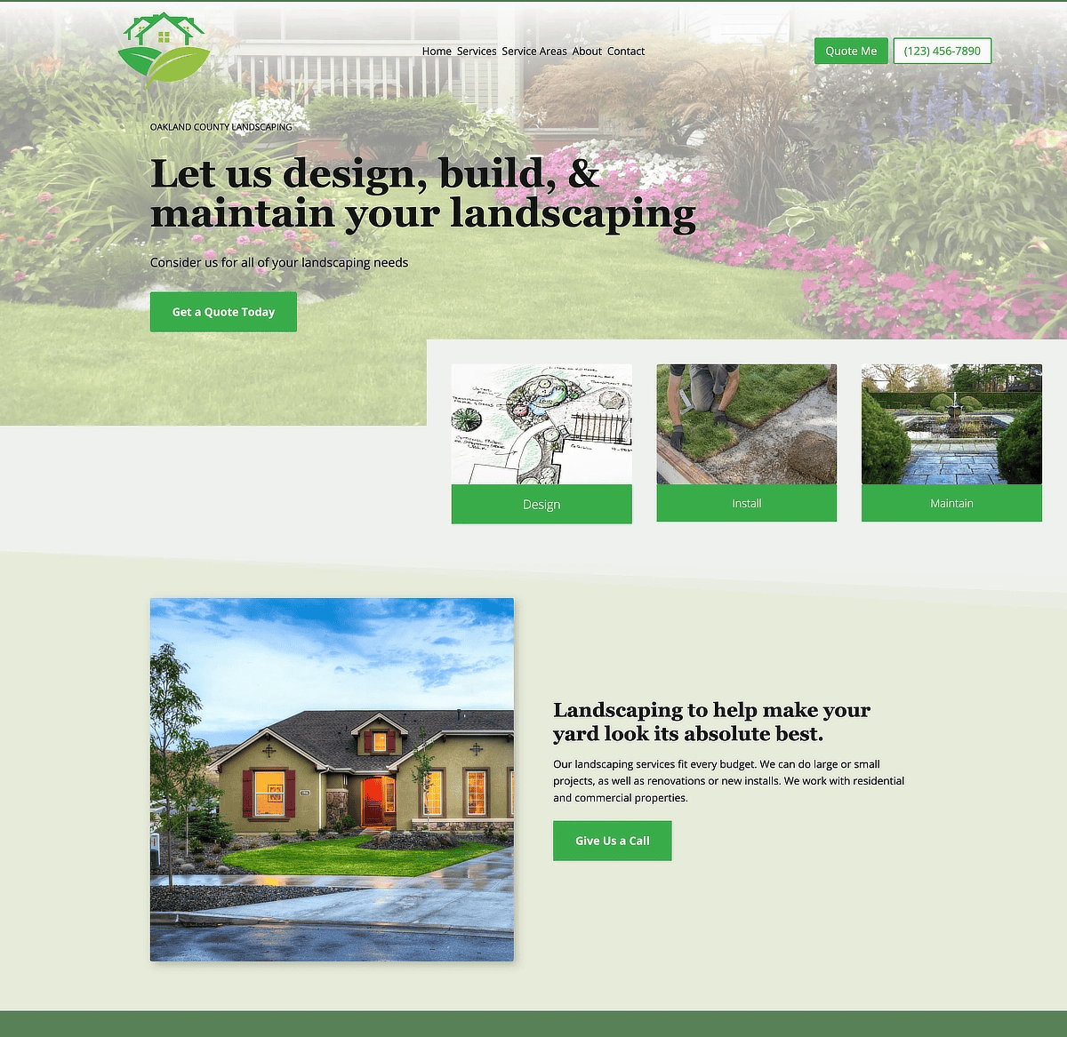An example website for a landscape business.