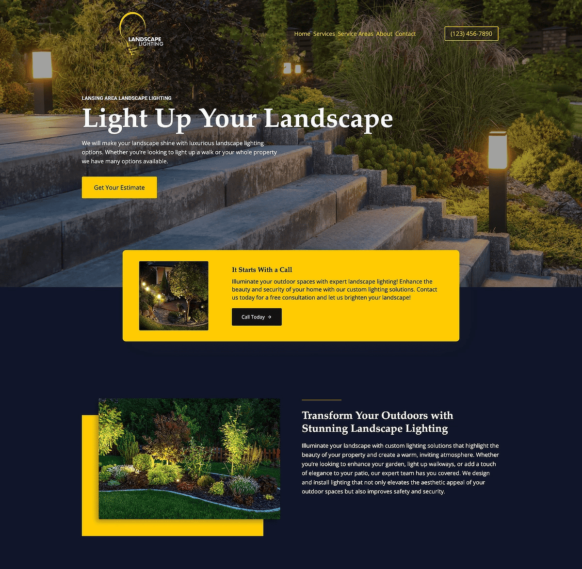 An example website for a landscape lighting business.