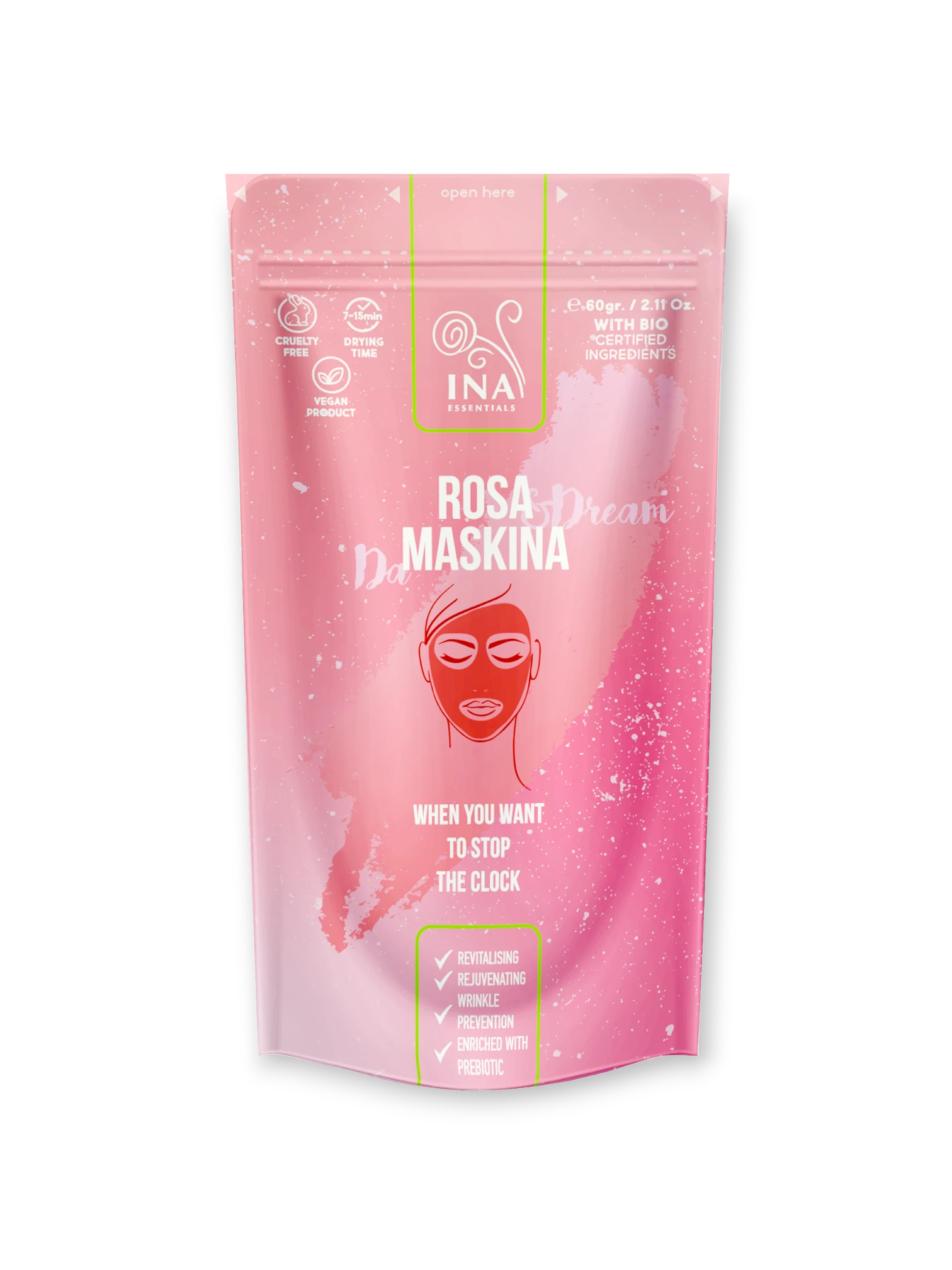 Маска за лице - Розова Maskina - за Нормална до Зряла кожа InaEssentials
