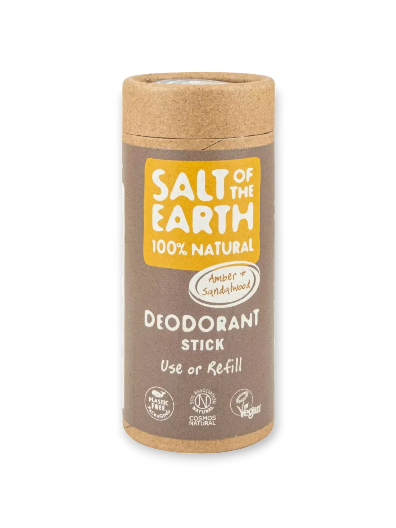 Део-стик в картонена опаковка - Amber & Sandalwood, Salt of the Earth, 75 г