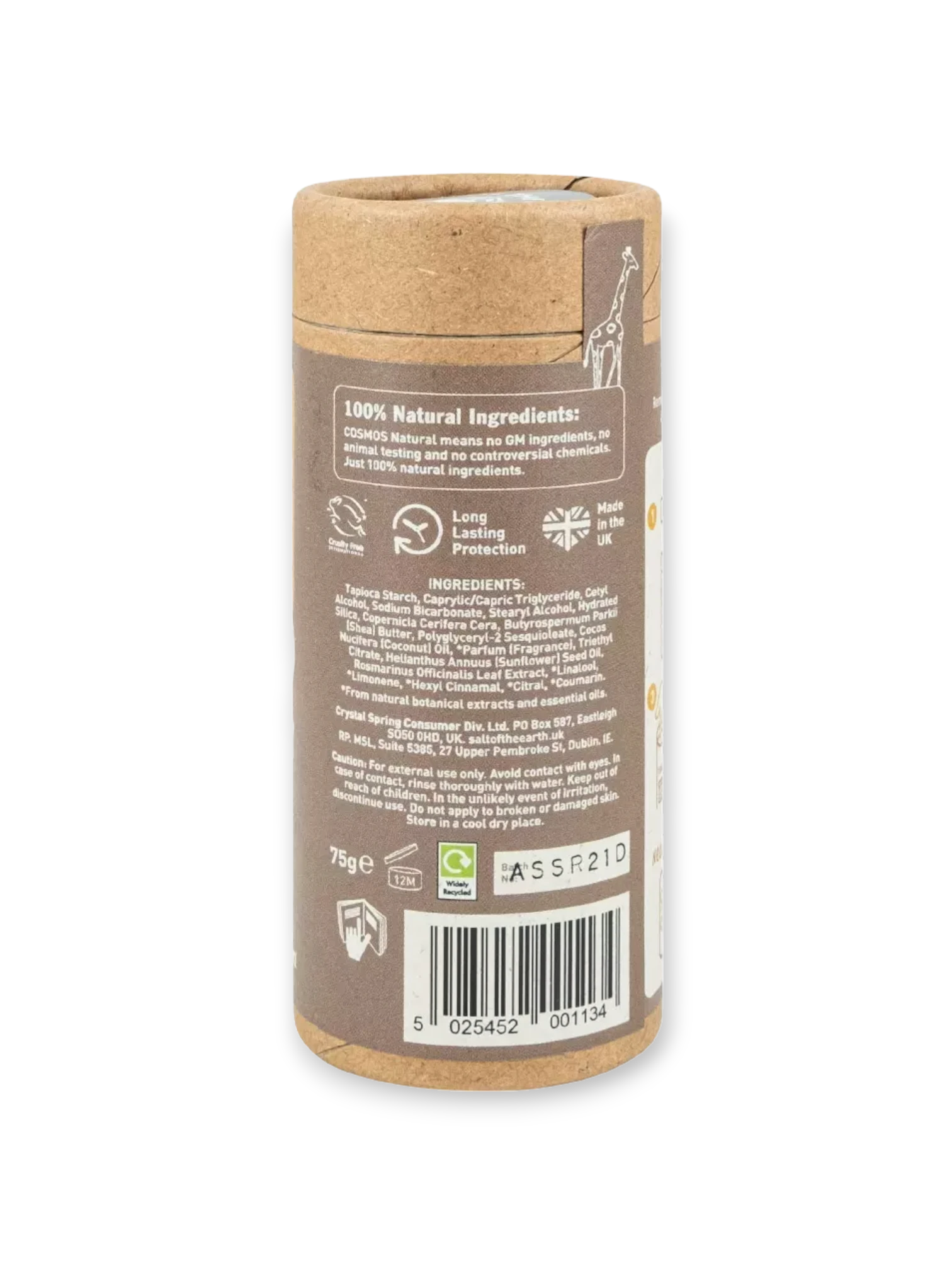 Део-стик в картонена опаковка - Amber & Sandalwood, Salt of the Earth, 75 г