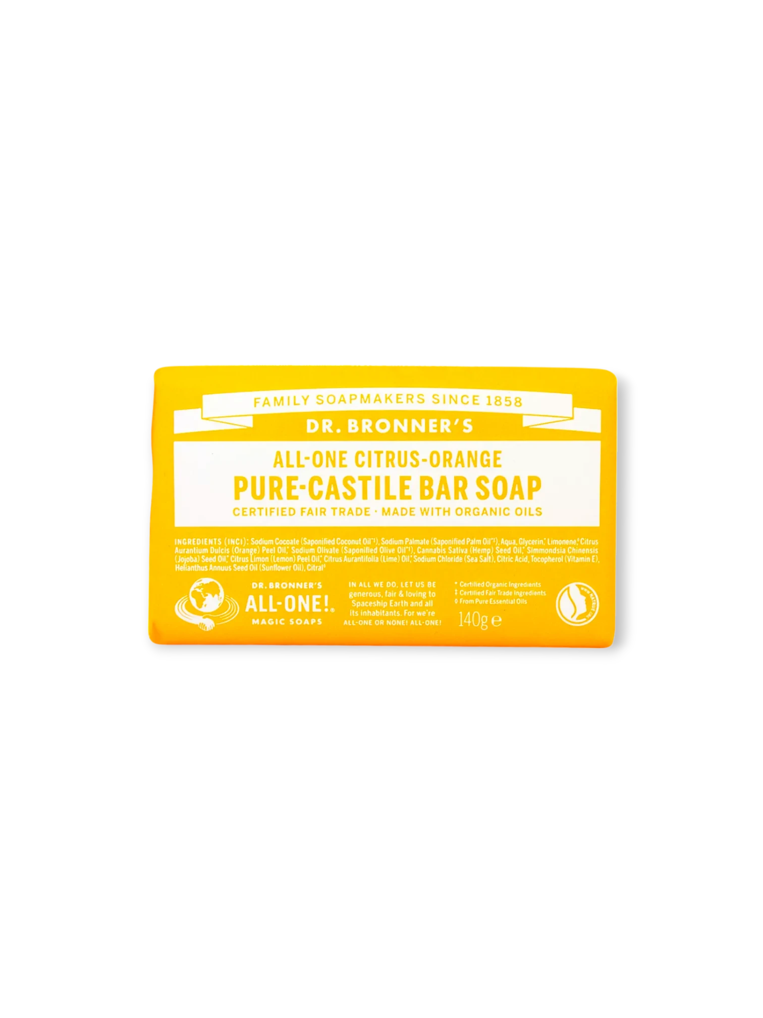 Чист кастилски сапун - коноп и цитруси 140 г Dr.Bronner`s