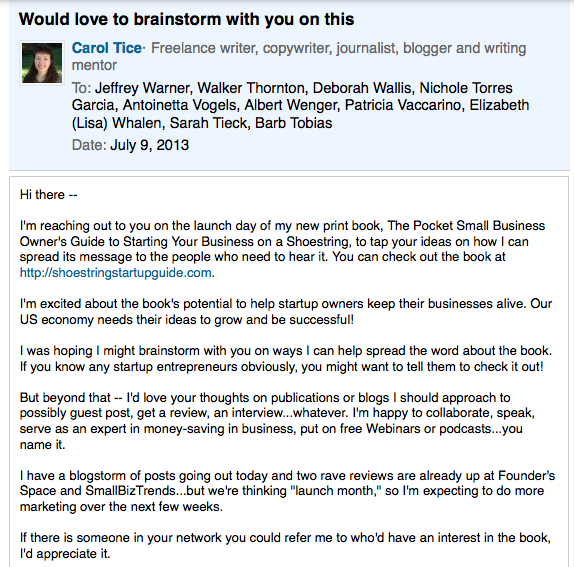 LinkedIn marketing message