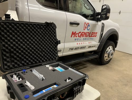 A water testing kit is ready for use, showing McCandless Well Drilling’s commitment to safe water and customer care.