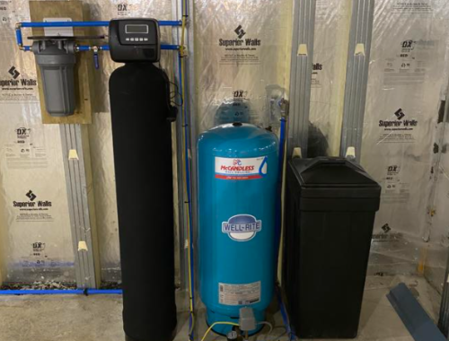 A new water filtration and softener system from McCandless Well Drilling and Services Inc. improves home water quality in the basement.