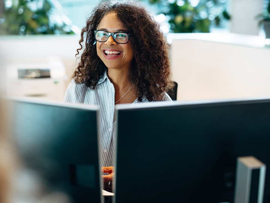 A smiling woman at work