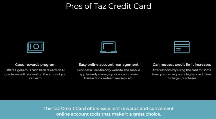 Pros and benefits of Taz Visa Credit Card