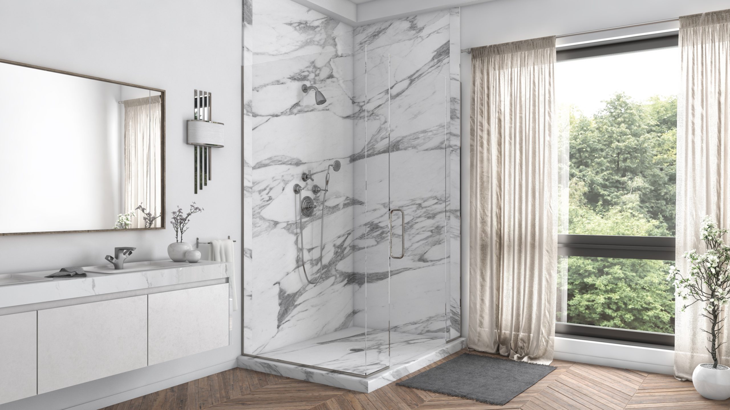 Modern bathroom updated by Mid State Baths showing a stylish shower and bright space for a comfortable, relaxing experience.
