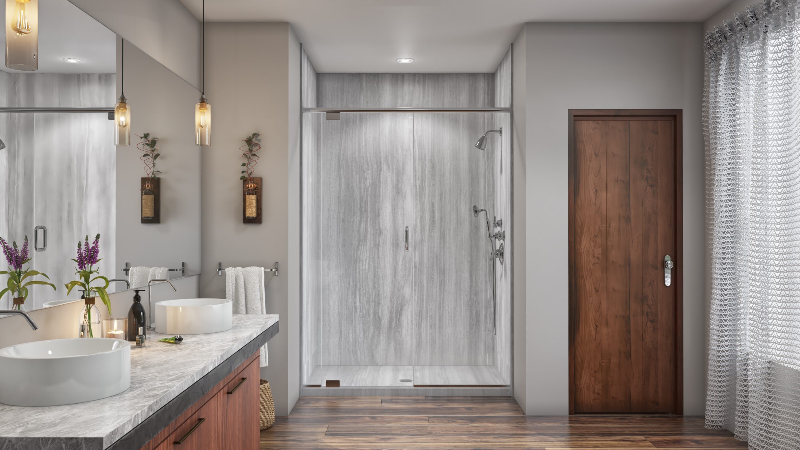 A bright, clean Mid State Baths bathroom feels welcoming and elegant, showing the quality of bathroom remodelers in Harrisburg PA.