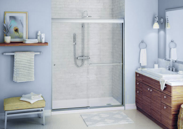 A clean, bright bathroom shows Mid State Baths’ quality work, combining comfort and style made by skilled remodelers.