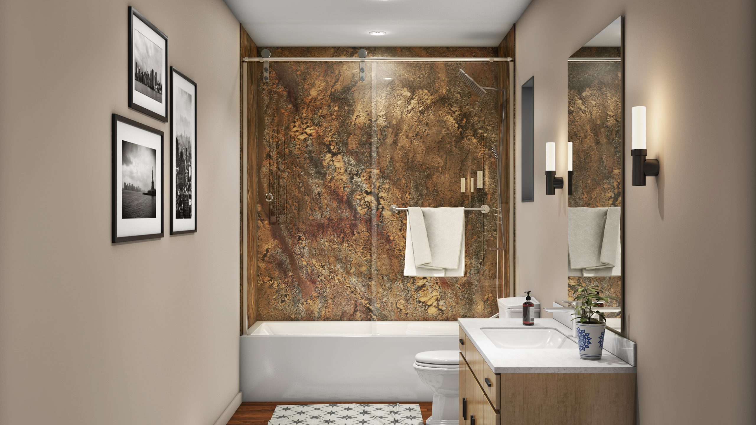 Mid State Baths bathroom remodel shows a clean, modern space with updated fixtures and a relaxing atmosphere.