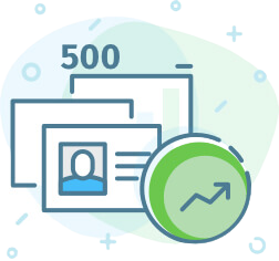 A digital card shows Mid State Baths has helped 500 people, showing their bathroom remodeling success in Harrisburg, PA.