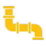 Illustration of a yellow pipe with three segments against a black background.