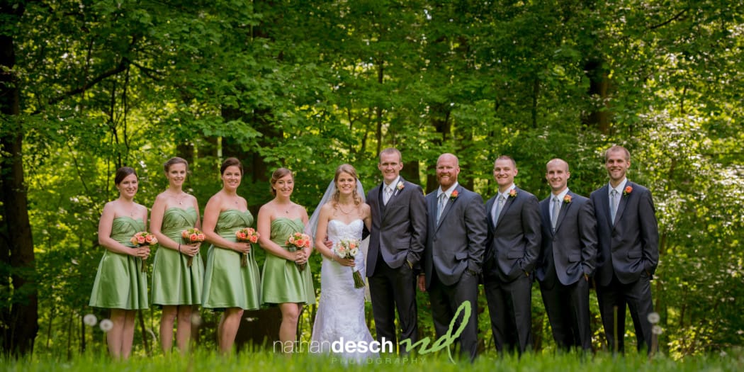 spring wedding at barn at overlooking
