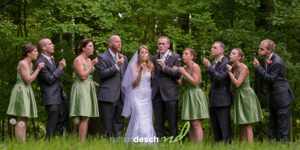 spring wedding at barn at overlooking