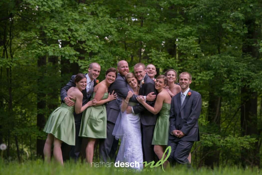 spring wedding at barn at overlooking