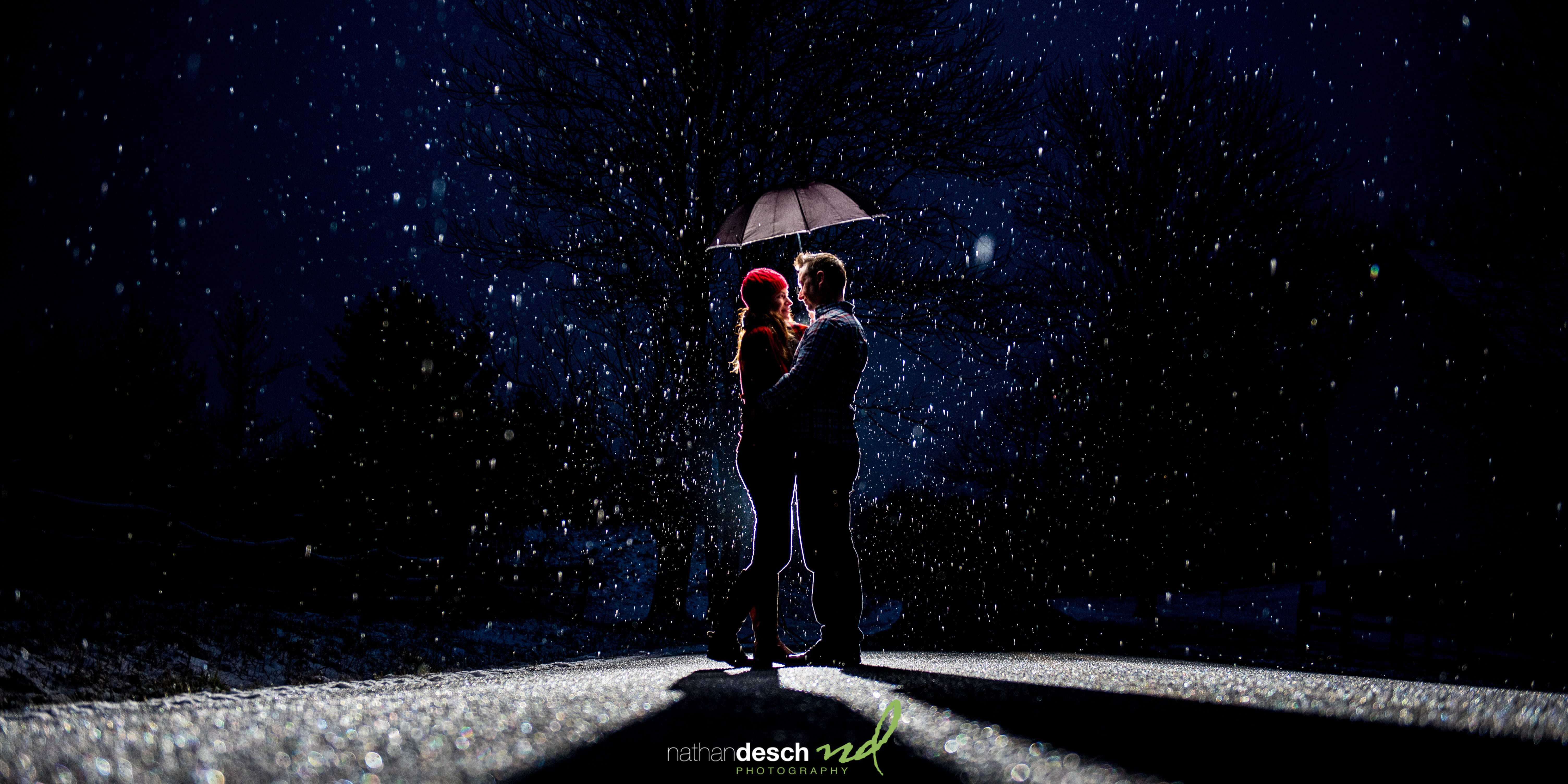 Nathan Desch Photography recent wedding and engagement photography. Picture of snowy engagement