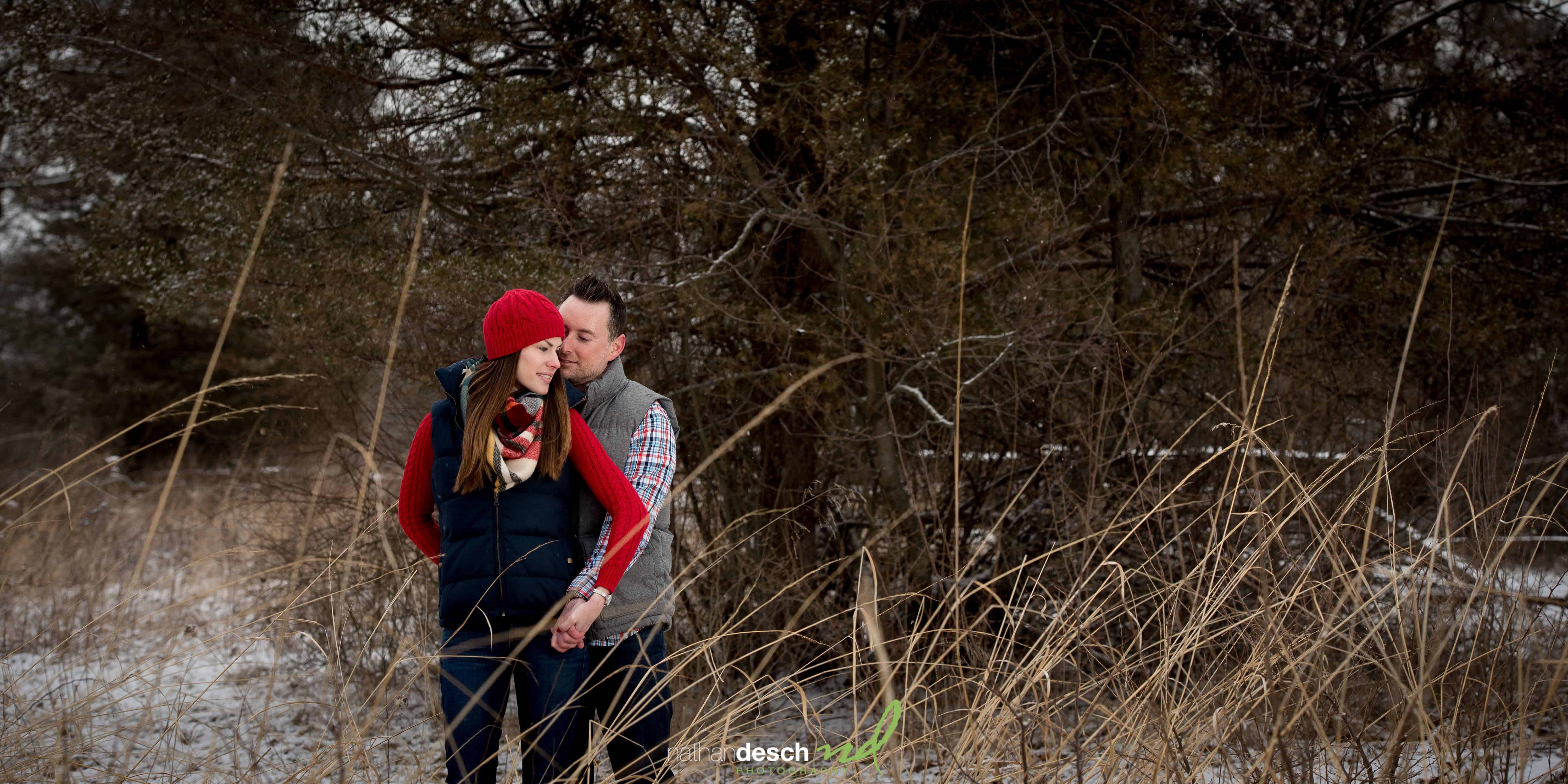 Red shirt engagement pictures