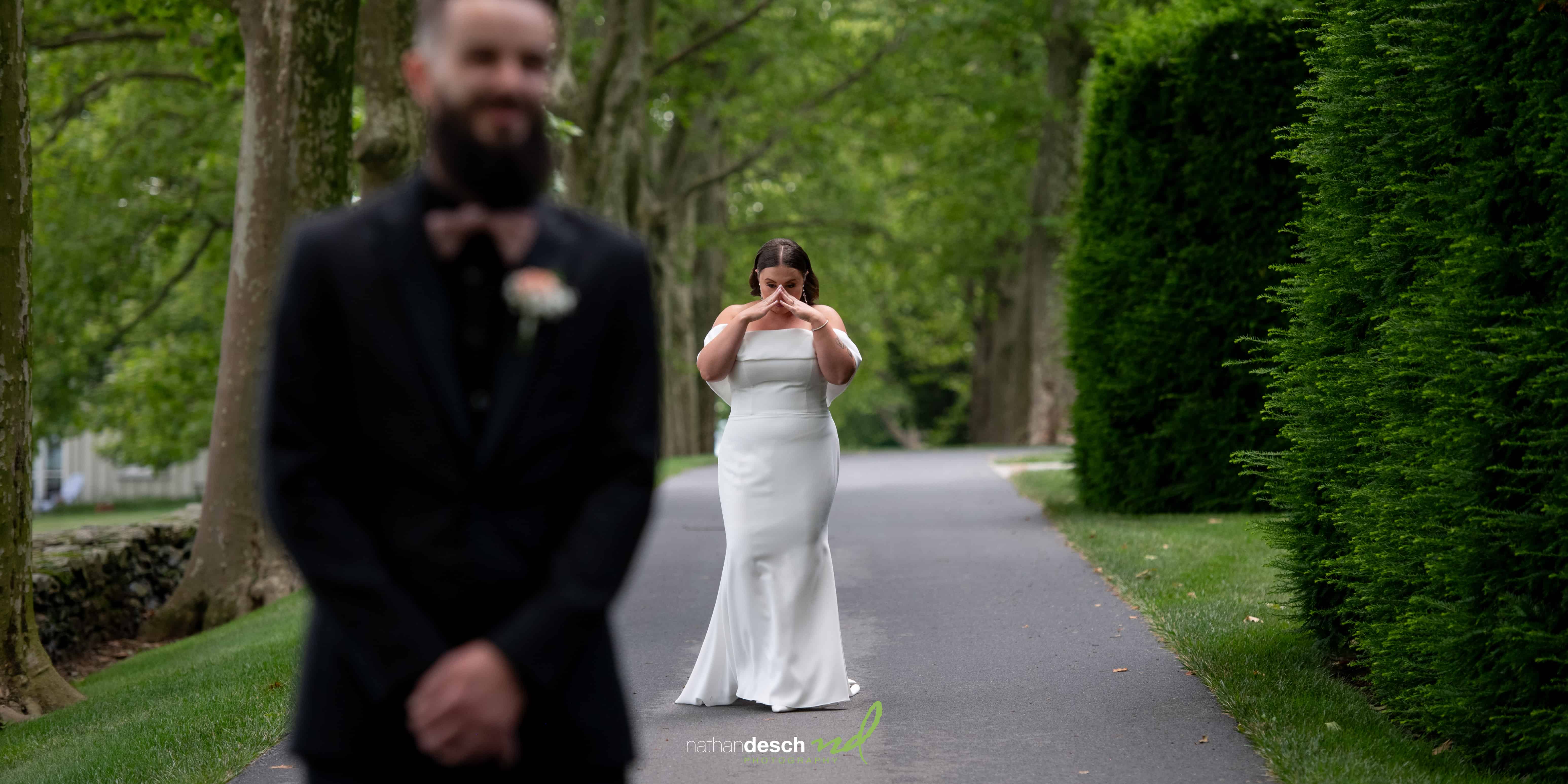 first look with bride and groom