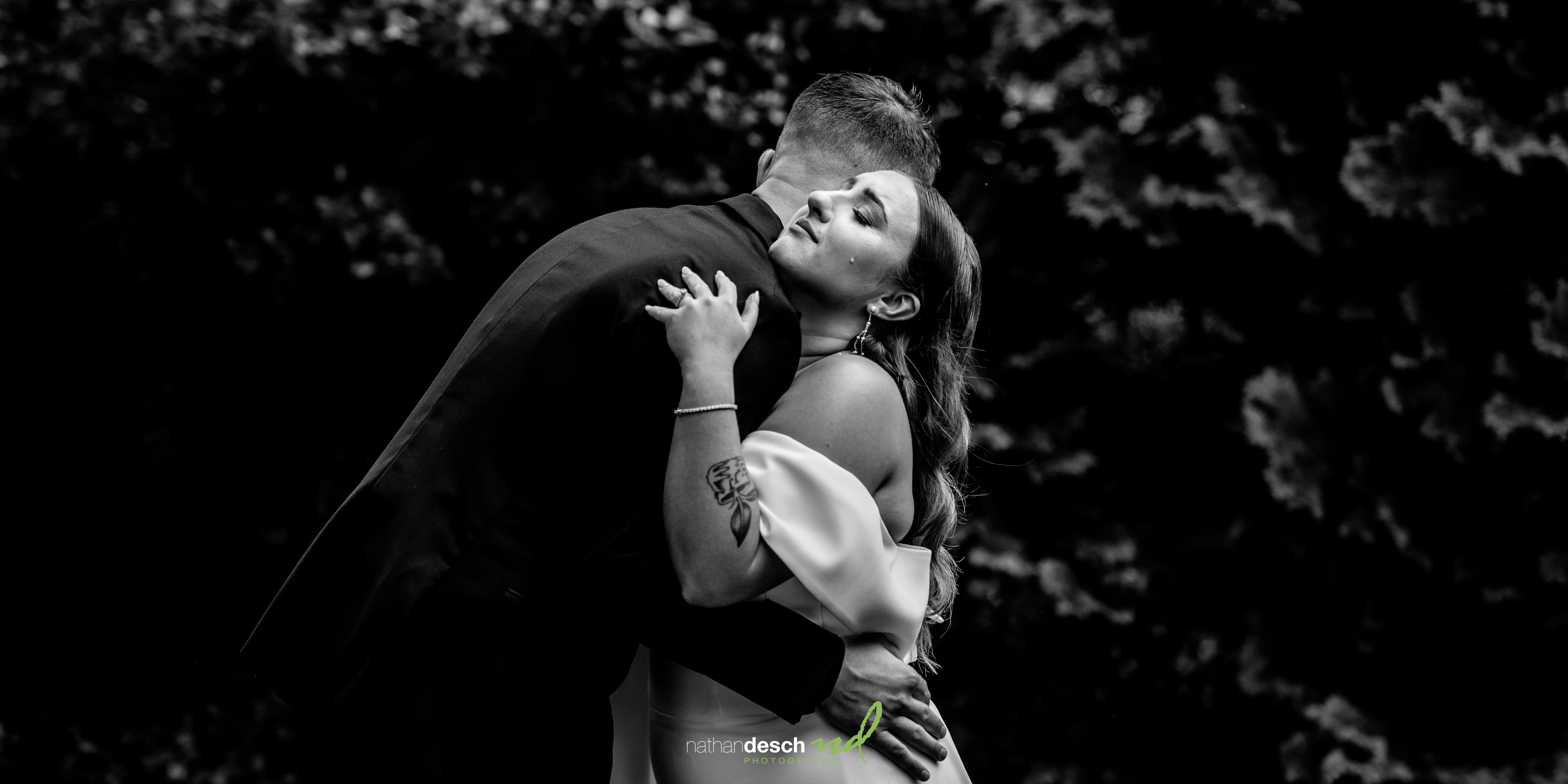 emotional moment between bride and groom
