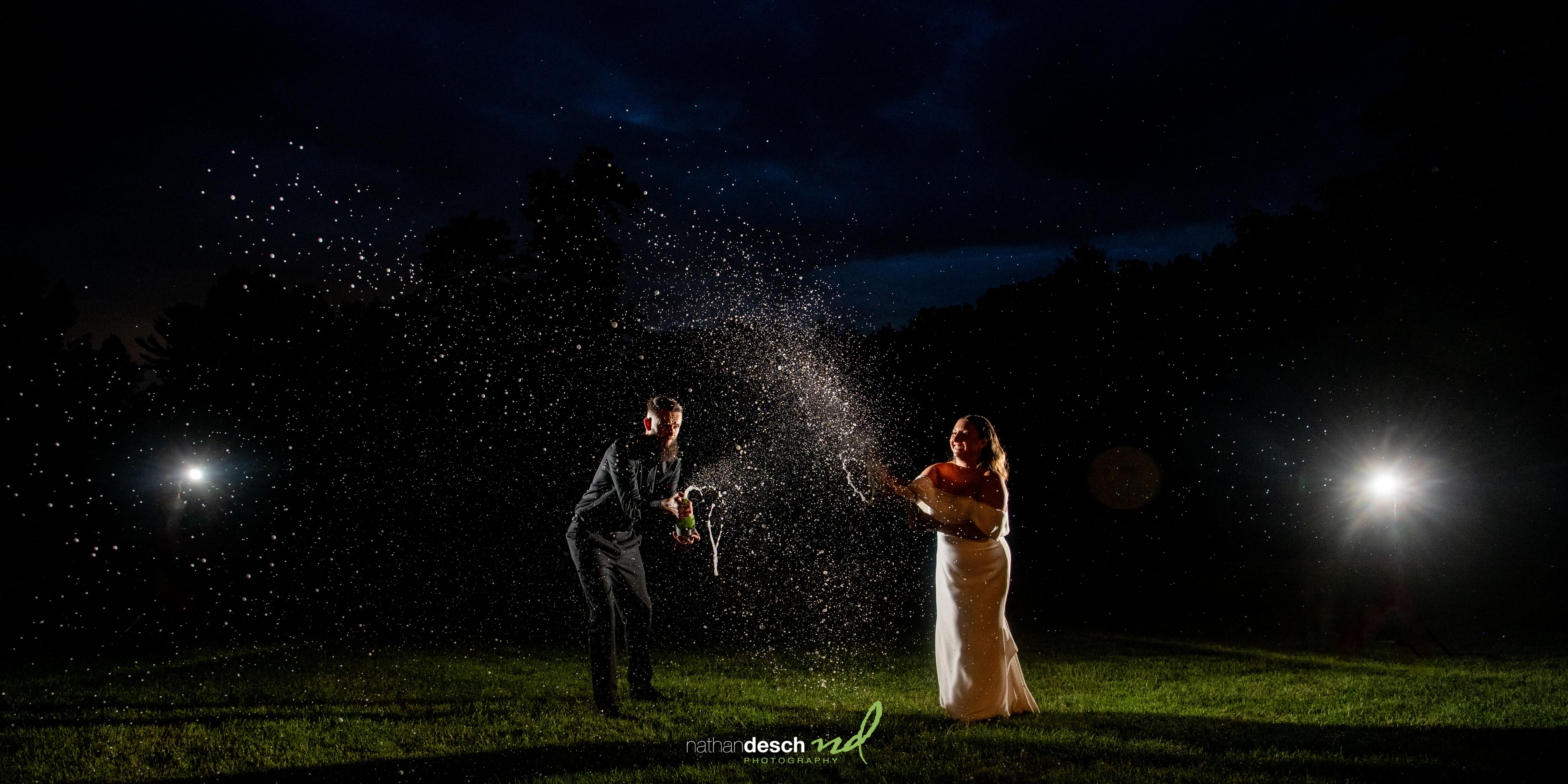 champagne spay at wedding
