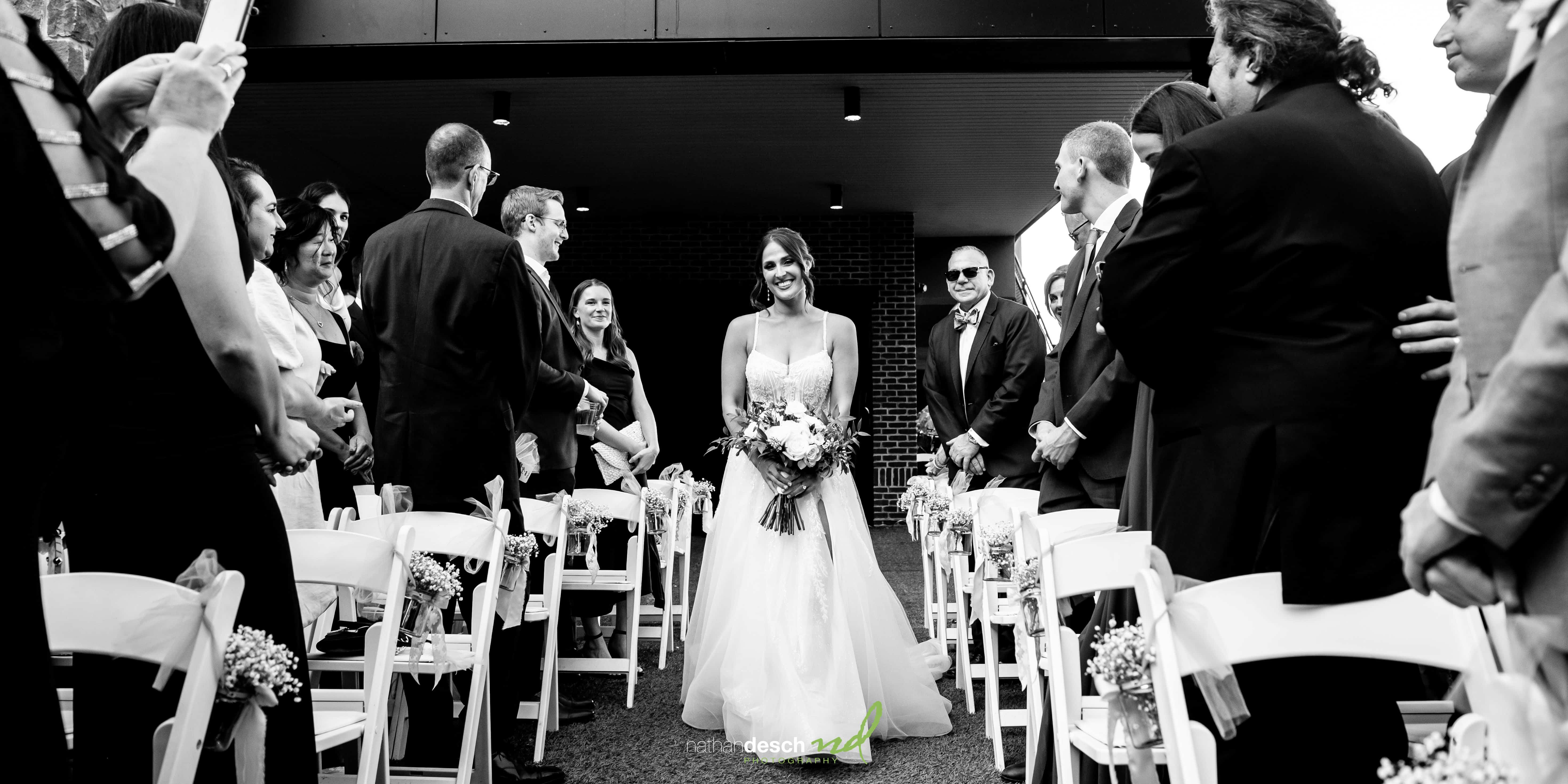 Bride walking down the aisle