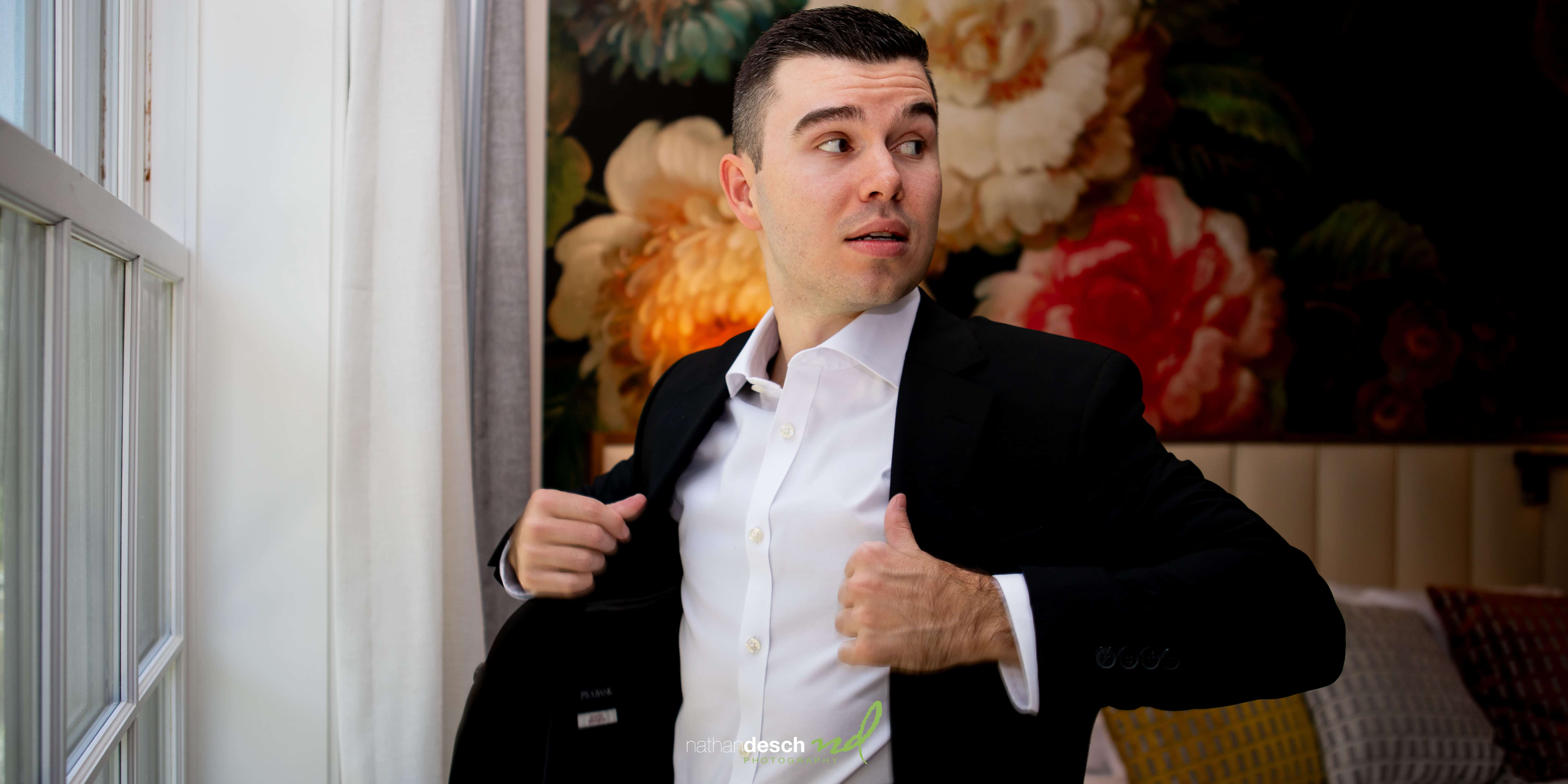 Groom getting ready