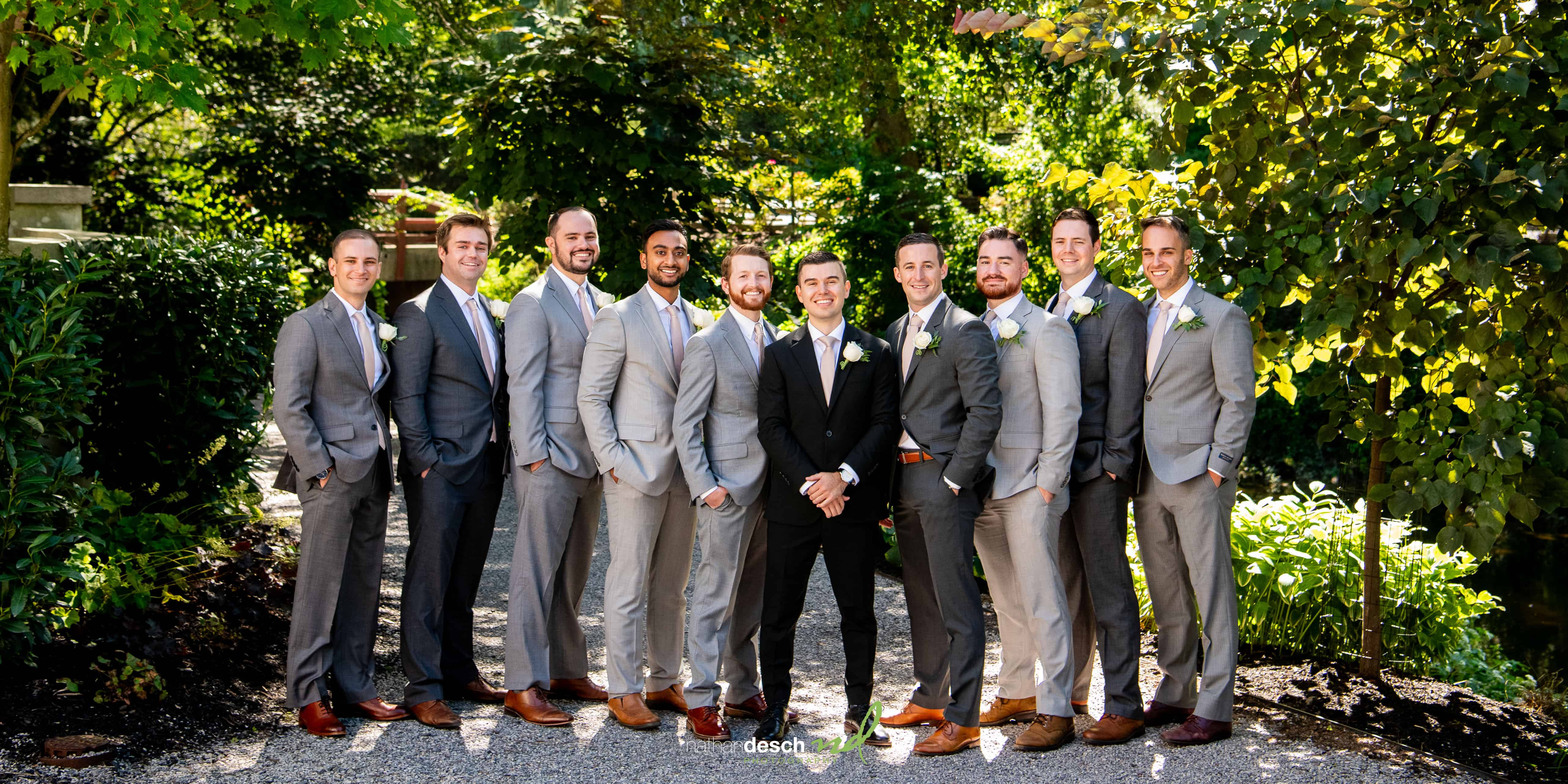 Groom and party at river house at odettes