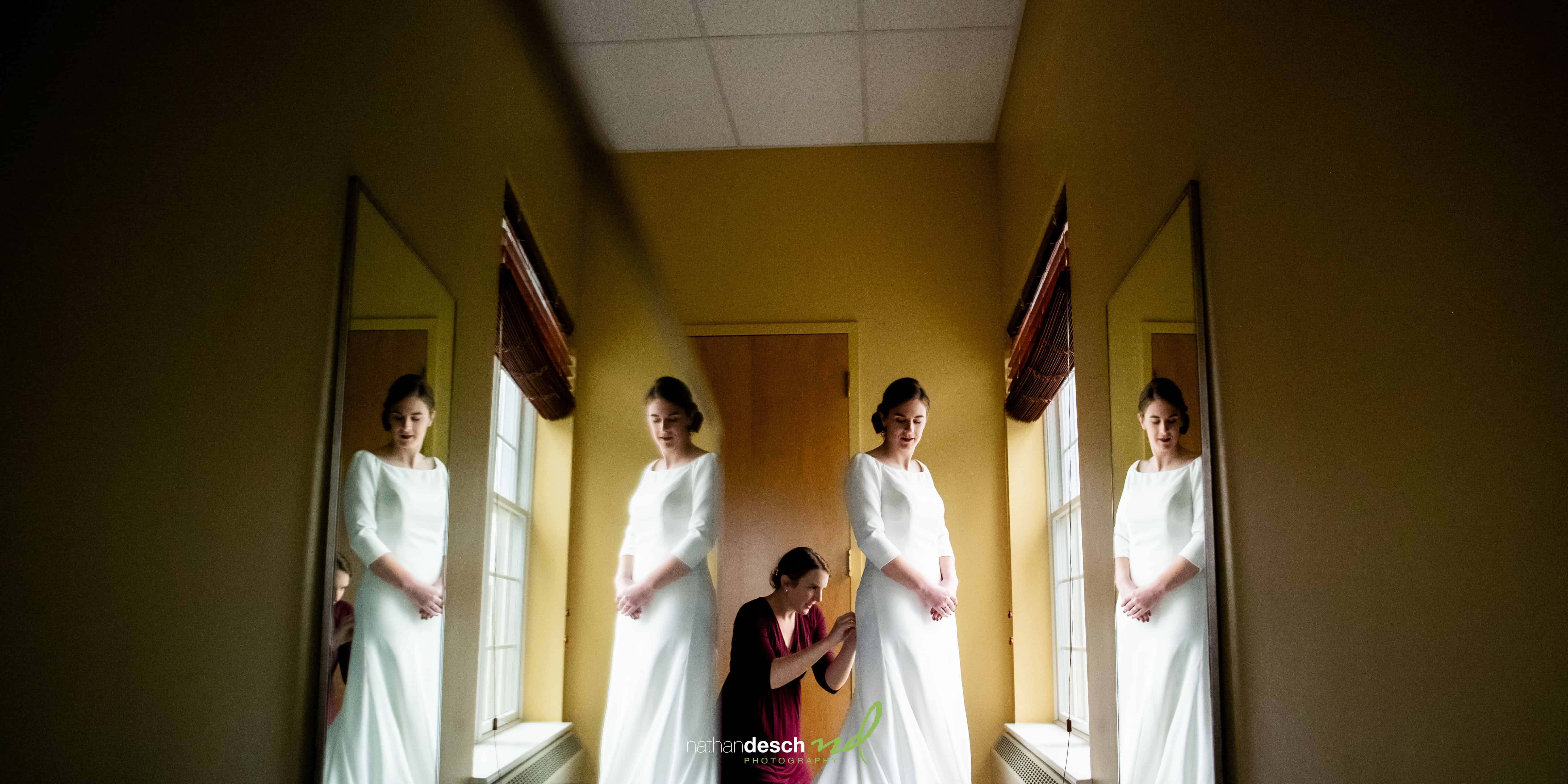 Bride in mirror
