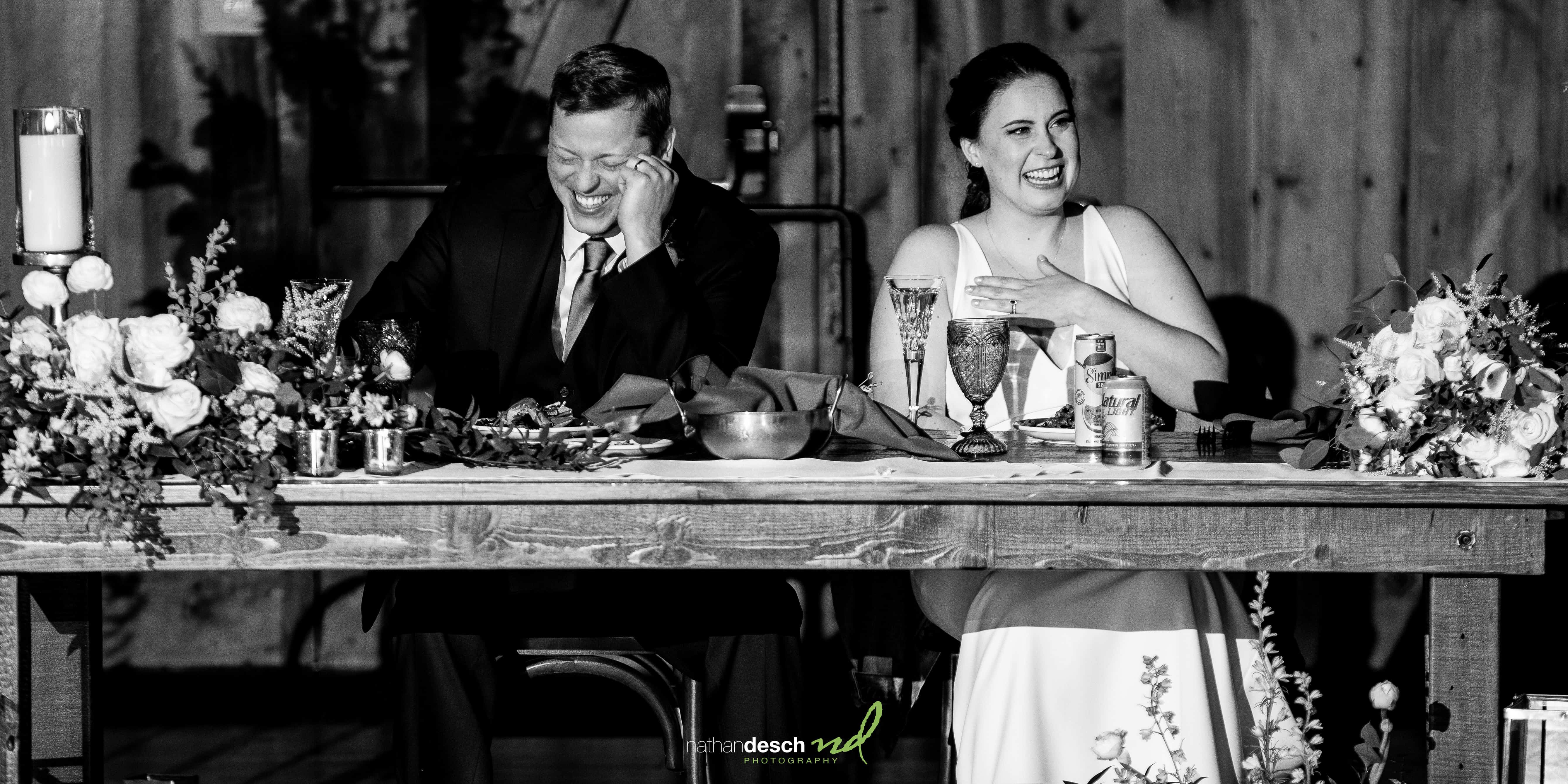 groom laughing at speech