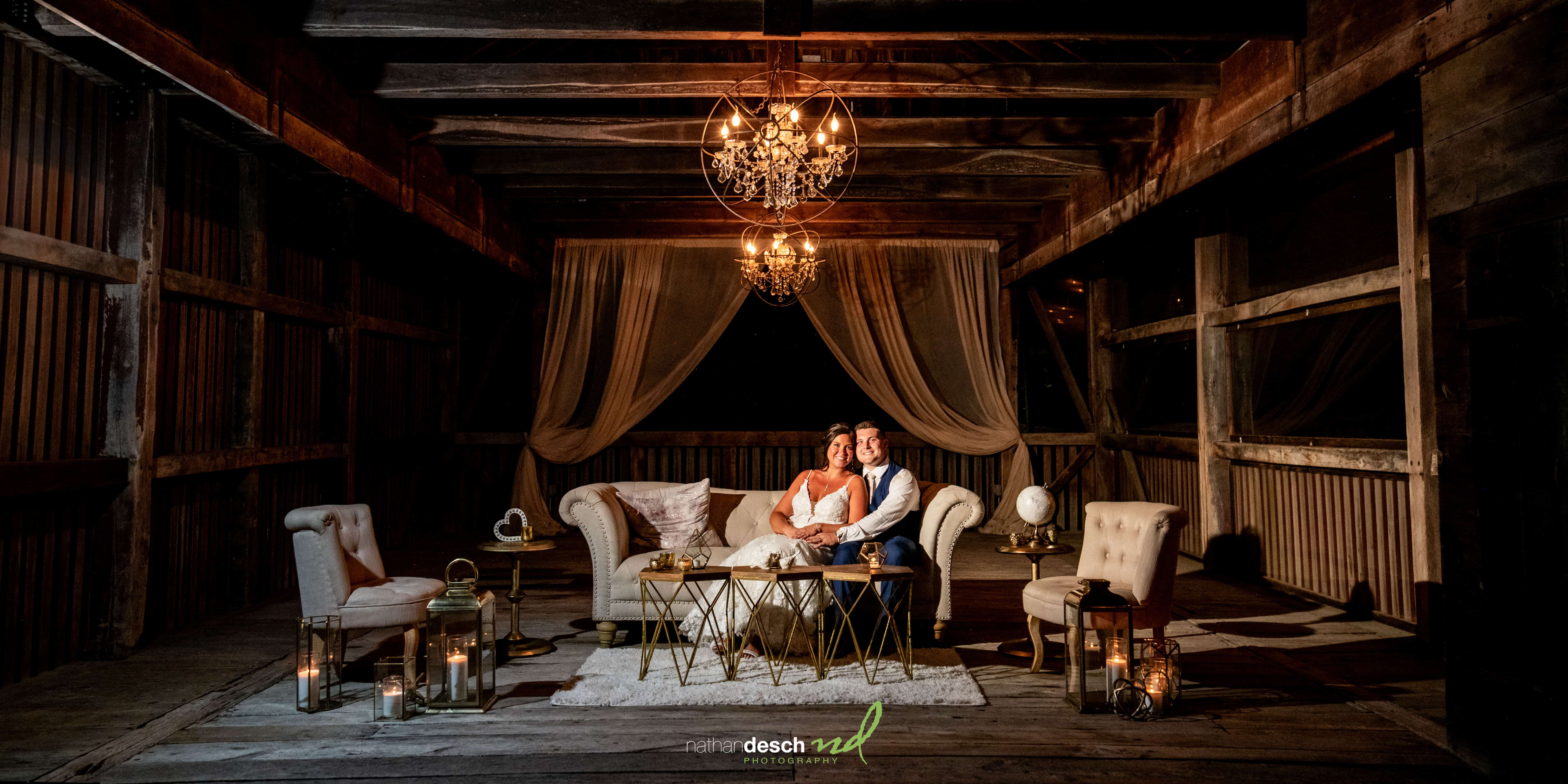 Nighttime Shot with decor from treasured events and rentals