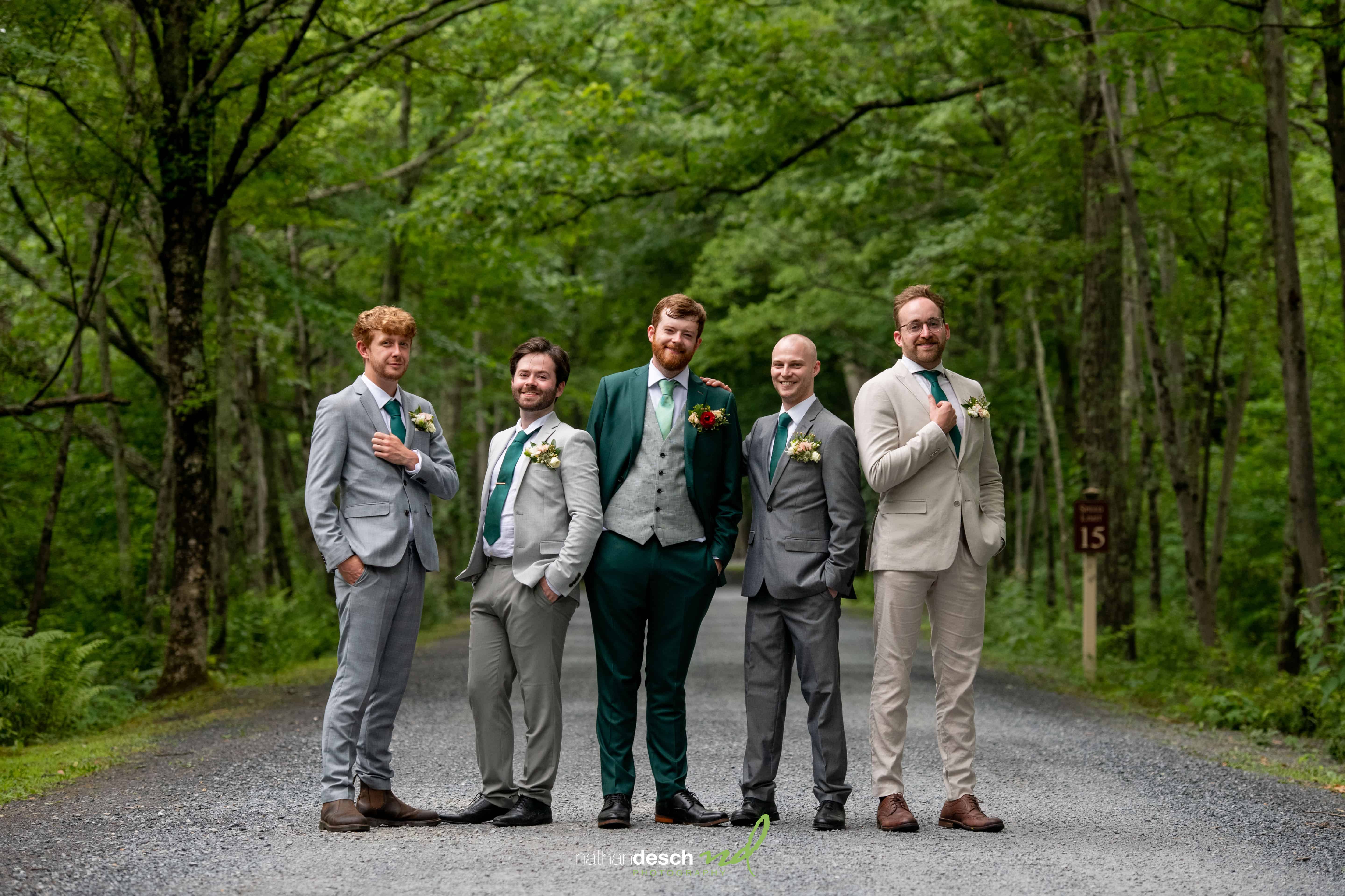 groom and groomsmen at The Lodge at Mountain Springs Lake