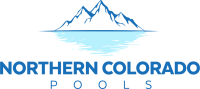 Logo for Northern Colorado Pools featuring a stylized blue and white mountain reflected in water, with “Northern Colorado Pools” in bold blue letters—ideal for a Swimming pool contractor specializing in concrete swimming pools.