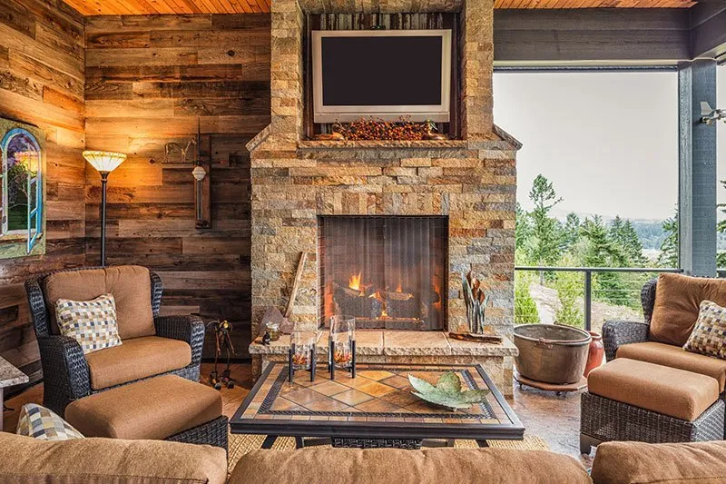 Handcrafted stone fireplace hearth for traditional and modern homes